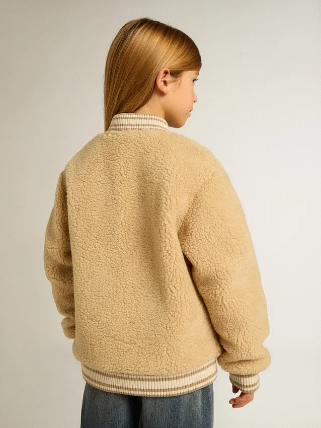 Beige fleecebomberjacka för barn