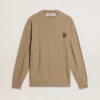 Beige herrtröja med broderad logotyp