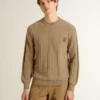 Beige herrtröja med broderad logotyp