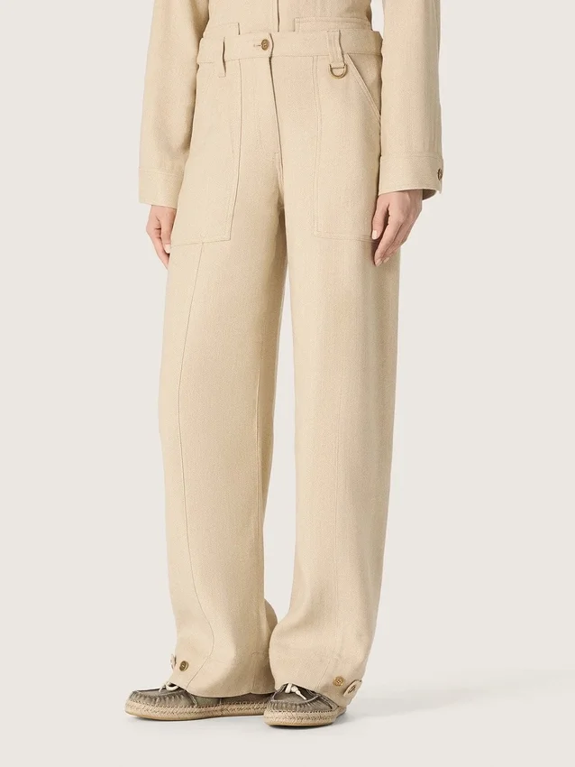 Beige viskosbyxor för dam