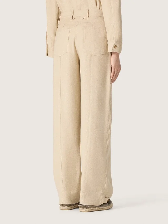 Beige viskosbyxor för dam