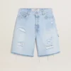 Bermudashorts för dam i denim med sliten look
