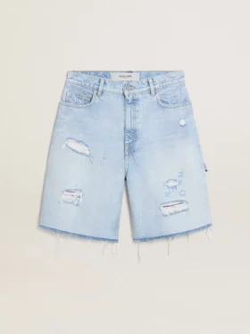 Bermudashorts för dam i denim med sliten look