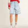Bermudashorts för dam i denim med sliten look