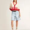 Bermudashorts för dam i denim med sliten look