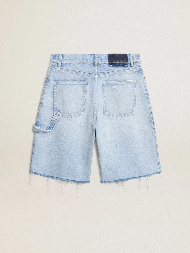 Bermudashorts för dam i denim med sliten look