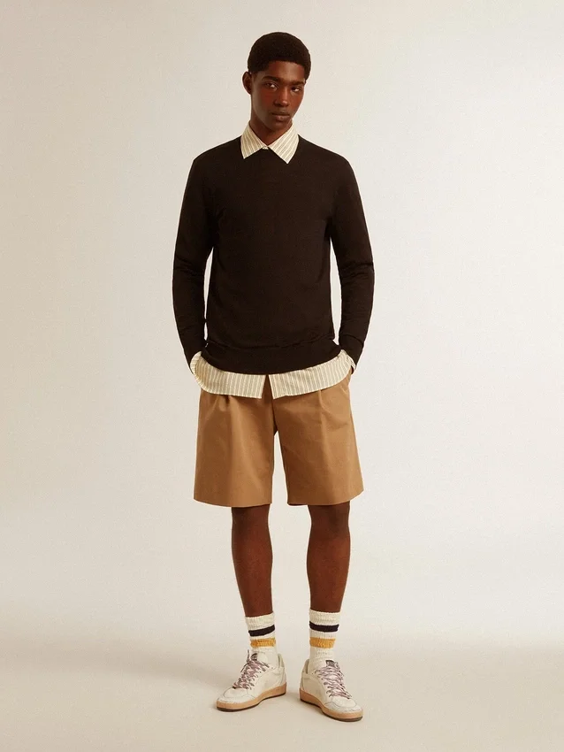 Bermudashorts för herr i beige bomull