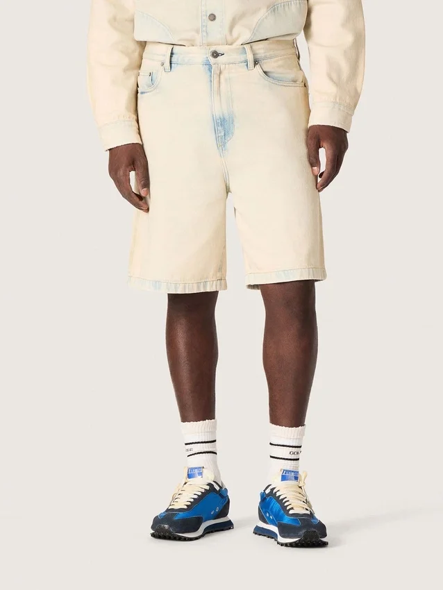 Bermudashorts för herr i ljus sandfärgad denim