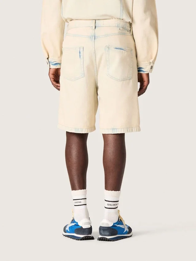 Bermudashorts för herr i ljus sandfärgad denim
