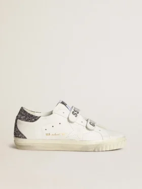 Biobaserade Old School-sneakers med perforerad stjärna och glitter på hälfliken