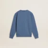 Blå barnsweatshirt med vita präglade lappar