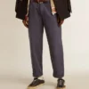 Blå chinos för herr med sliten look