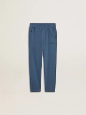 Blå joggingbyxor för barn med broderi