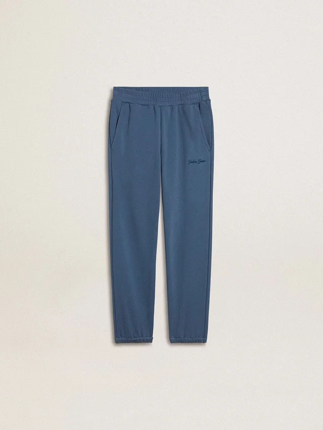 Blå joggingbyxor för barn med broderi