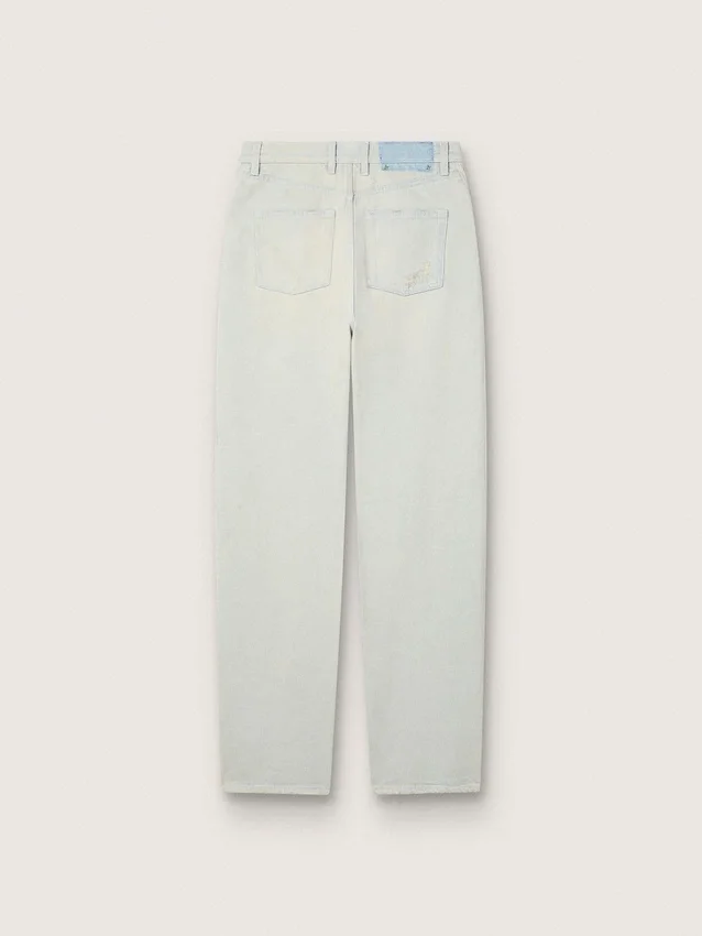 Blekt jeans för damer med cabochonkristaller
