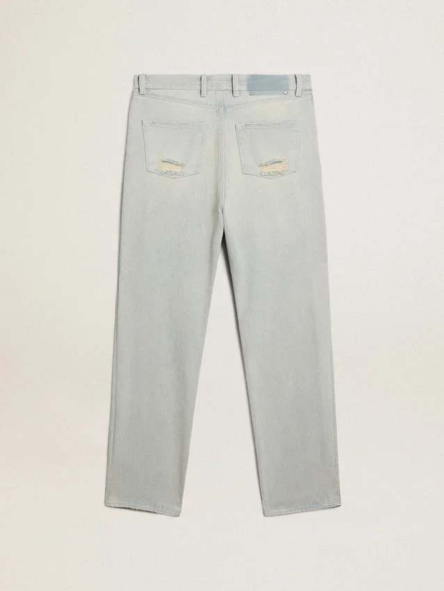 Blekt jeans för damer med cabochonkristaller