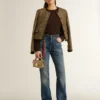 Bootcut-jeans för dam med vintage-tvätt och metalliska detaljer