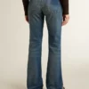 Bootcut-jeans för dam med vintage-tvätt och metalliska detaljer