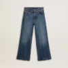 Bootcut-jeans för flickor med medium tvätt och broderi