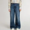 Bootcut-jeans för flickor med medium tvätt och broderi