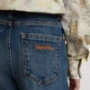 Bootcut-jeans för flickor med medium tvätt och broderi
