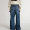 Bootcut-jeans för flickor med medium tvätt och broderi