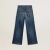 Bootcut-jeans för flickor med medium tvätt och broderi