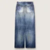 Boyfriend-jeans för damer i blå denim med arkivtryck