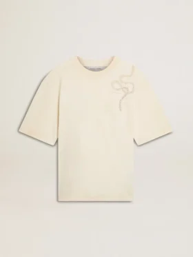 CNY slitenvit T-shirt i avslappnad passform