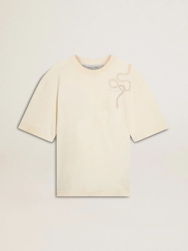 CNY slitenvit T-shirt i avslappnad passform