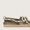 Cruise-espadriller för herr i militärgrön canvas med vita vandringsskosnören