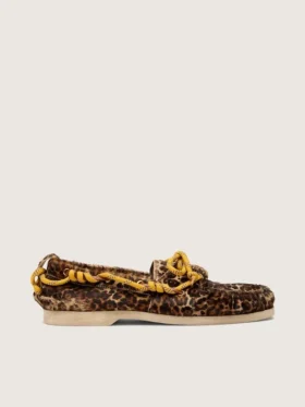 Cruise-loafer för herr i ponnyskinn med leopardmönster