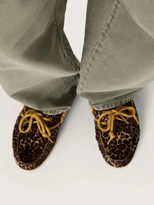 Cruise-loafer för herr i ponnyskinn med leopardmönster