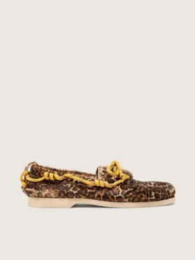 Cruise-loafers för damer i ponnyläder med leopardmönster