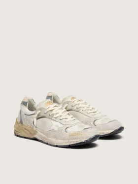 Dad-Star för herr i mocka och mesh med vit läderstjärna och beige läderflik på hälen