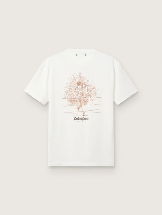 Dam-T-shirt med tryck på ryggen