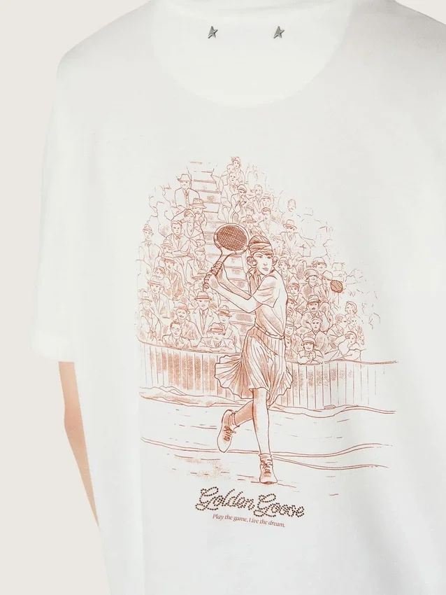 Dam-T-shirt med tryck på ryggen
