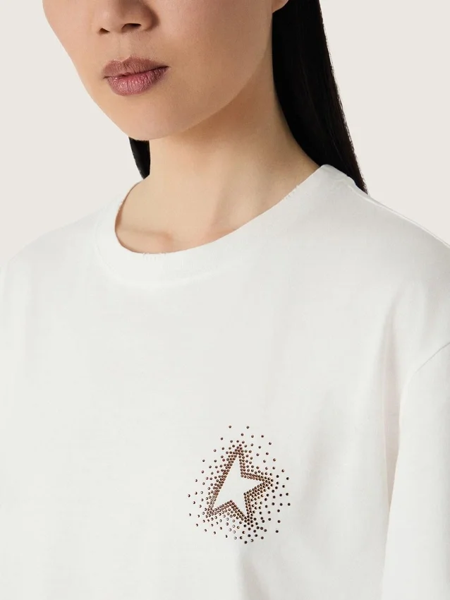 Dam-T-shirt med tryck på ryggen