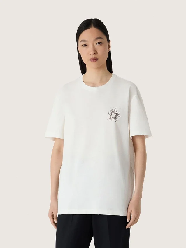 Dam-T-shirt med tryck på ryggen