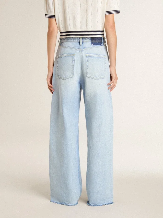 Dambyxor i denim med sliten look