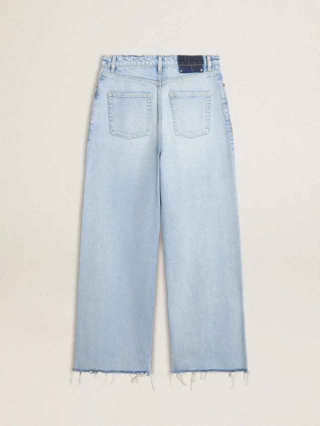 Dambyxor i denim med sliten look