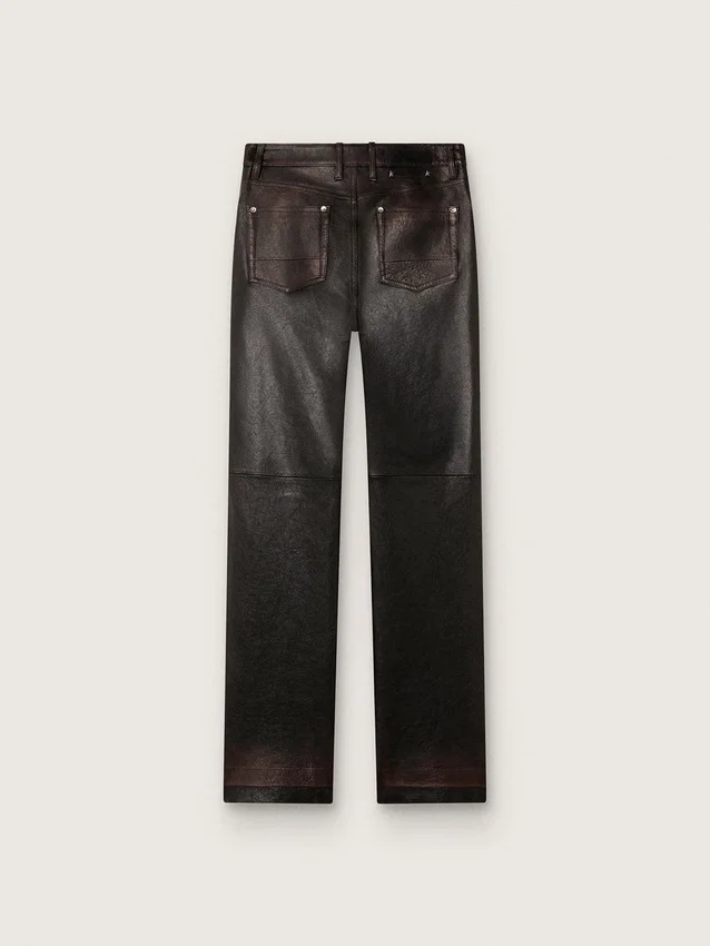 Dambyxor i mörk vinröd nappa med vintagefinish