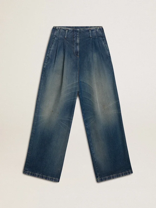 Dammjeans med vid ben och medium tvätt för det kinesiska nyåret