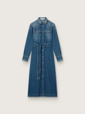 Dammklänning i denim med bälte