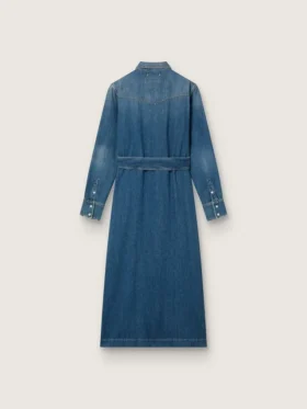 Dammklänning i denim med bälte