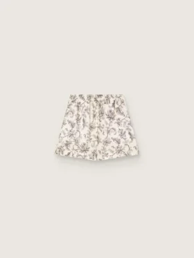 Damshorts i svart och vit bomullspoplin med blommönster