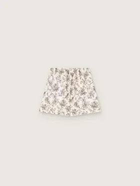 Damshorts i svart och vit bomullspoplin med blommönster