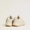 Damskor med Running Sole i canvas med beige stjärna och hälflik i platinametalliskt läder