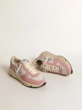 Damskor med Running Sole i grå mesh och mocka med silverglittrande stjärna