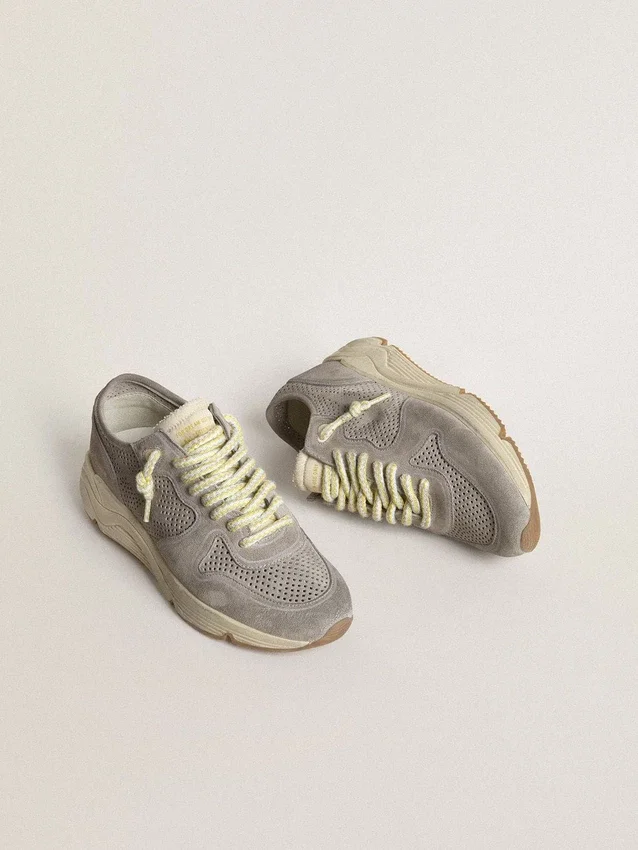 Damskor med Running Sole i grå mocka med grå mockastjärna och hälflik